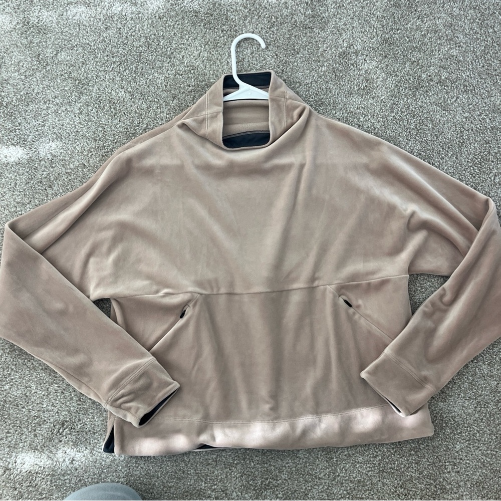 Prana pink velour High-Neck Pullover XS cozy super soft